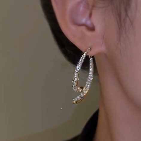 Stylish 8 ctw Round Cut White Gemstone Wobble Earrings -JOSHINY