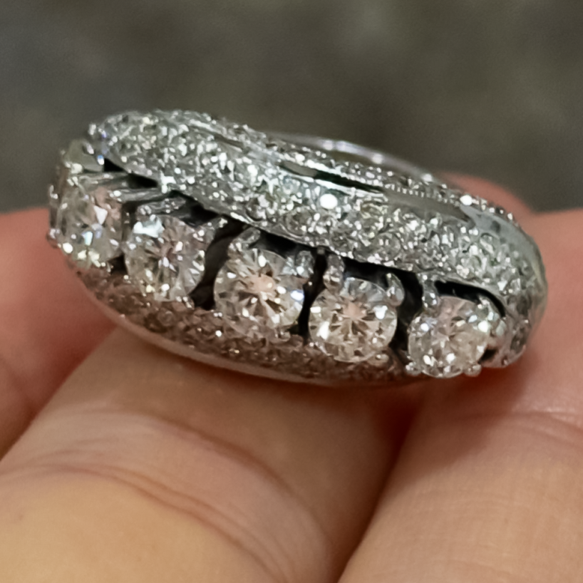 Exquisite 3 ctw Round Cut White Gemstone Multi-Stone Engagement Ring -JOSHINY