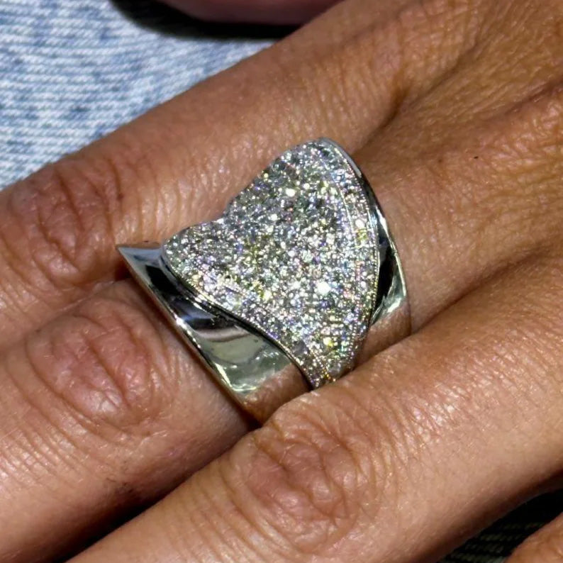 1.7ctw Pave Wide Heart Design Ring-JOSHINY