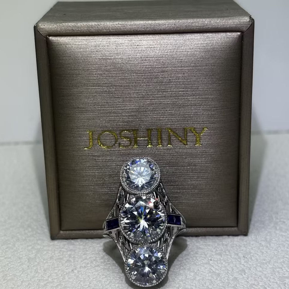 5.17 CTW Round Cut White Cubic Zirconia 925 Sterling Silver Vintage Engagement Ring -JOSHINY