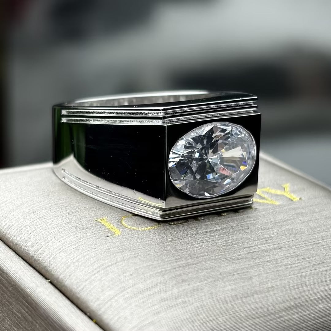 2.5Ct oval single stone men's ring-JOSHINY