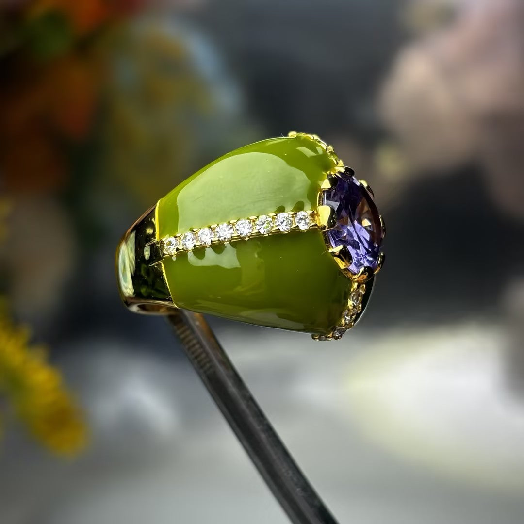 Unique artistic style brightly colored gemstone ring-JOSHINY