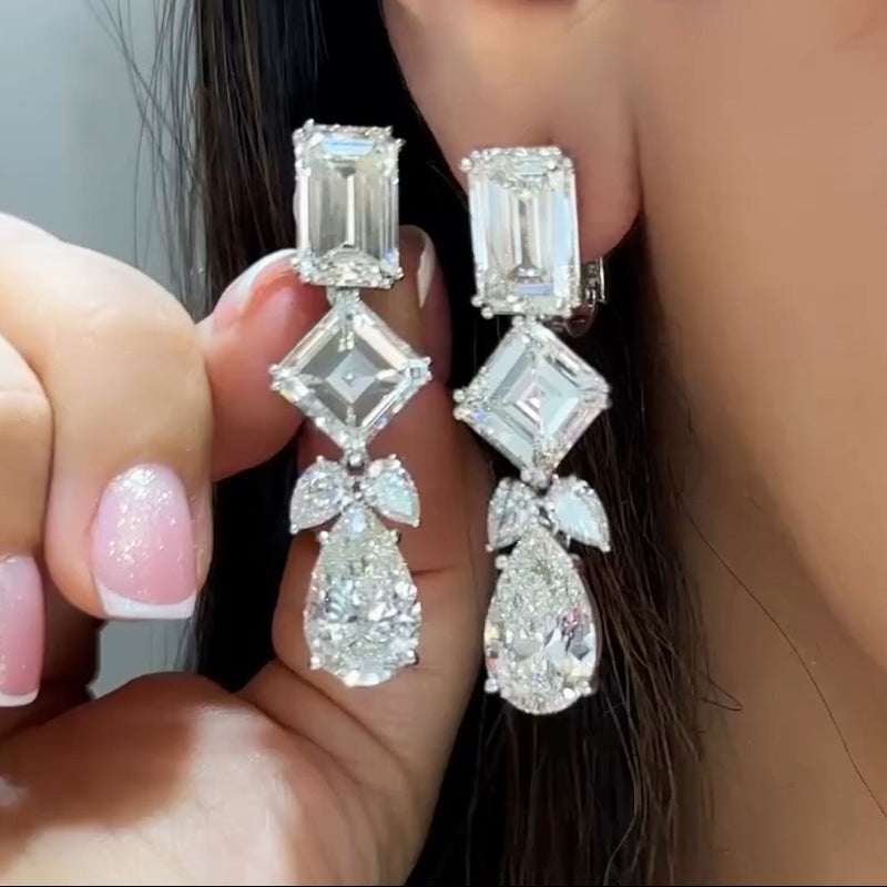 12ct Multi-Shape Gemstone Drop Earrings -JOSHINY