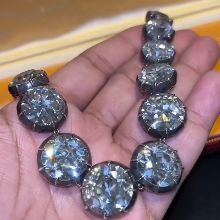 99ctw Old Mine Cut Antique Gemstone Necklace -JOSHINY