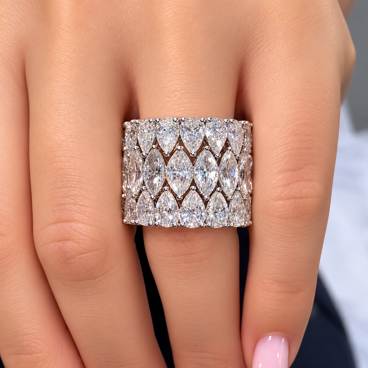 8CTW Marquise Cut White Moissanite Vintage 925 Silver Stackable-rings-joshiny