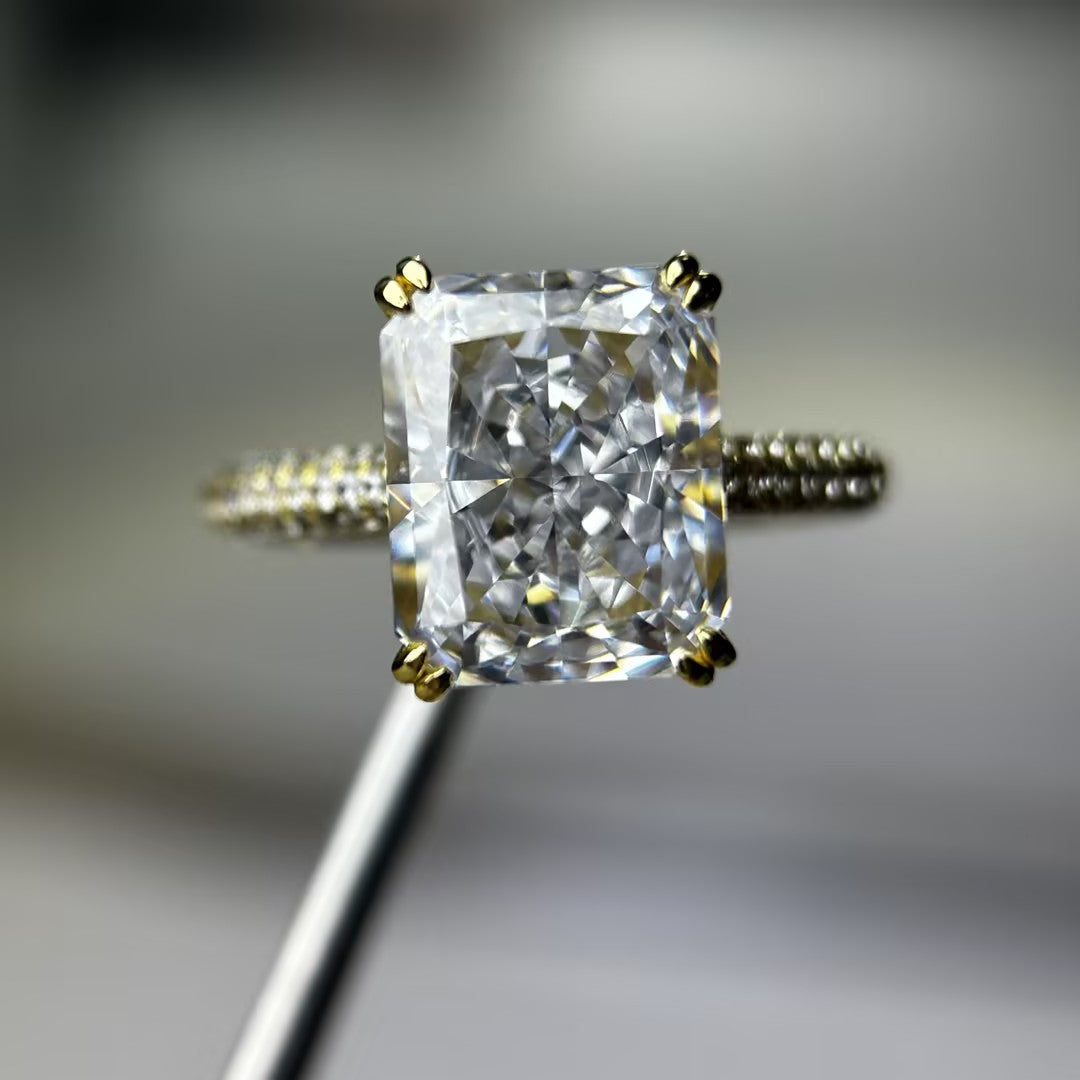 4.06ct elongated Cushion Cut Bypass Gemstone Engagement Ring -JOSHINY