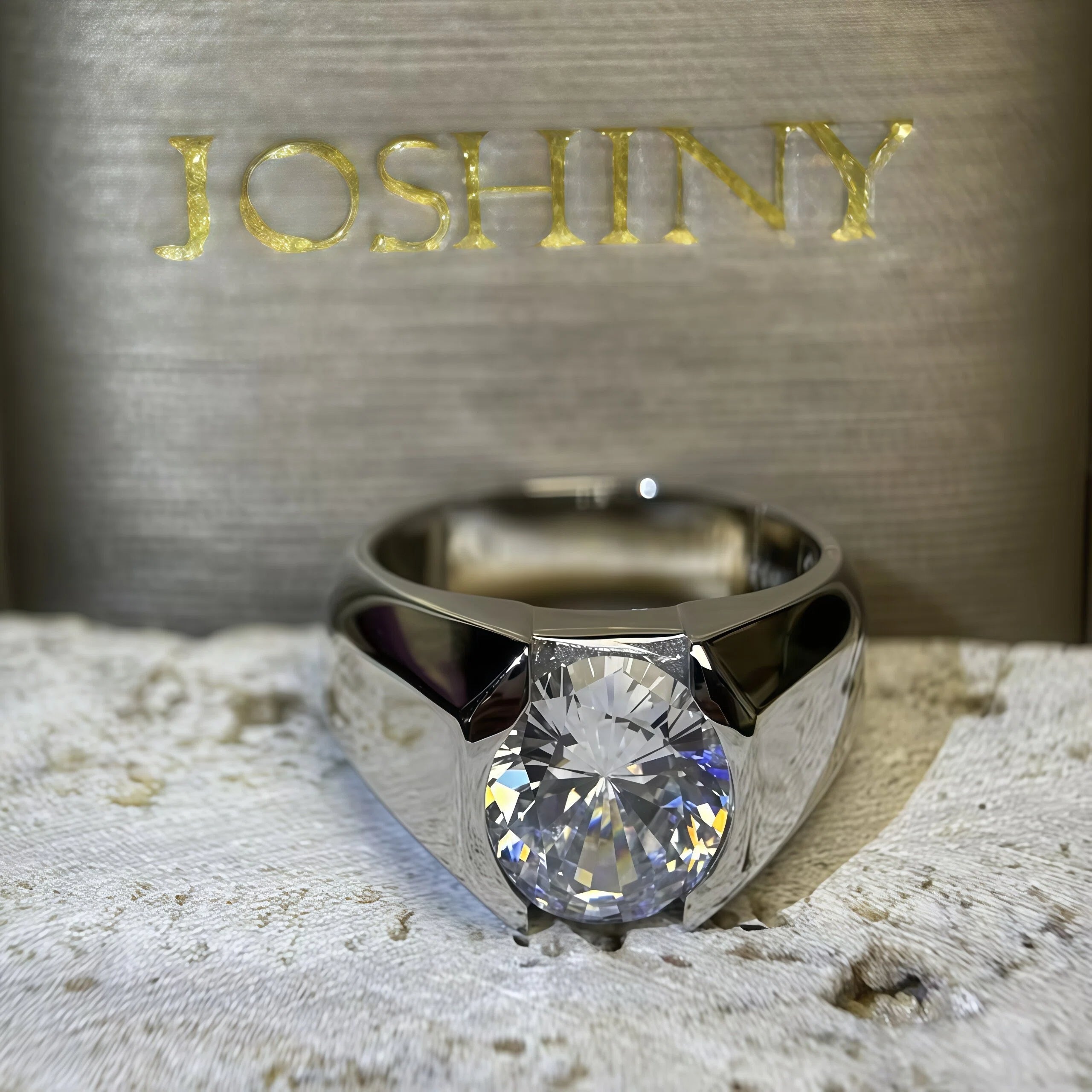4.0Ct oval-cut stirrup-patterned gemstone ring