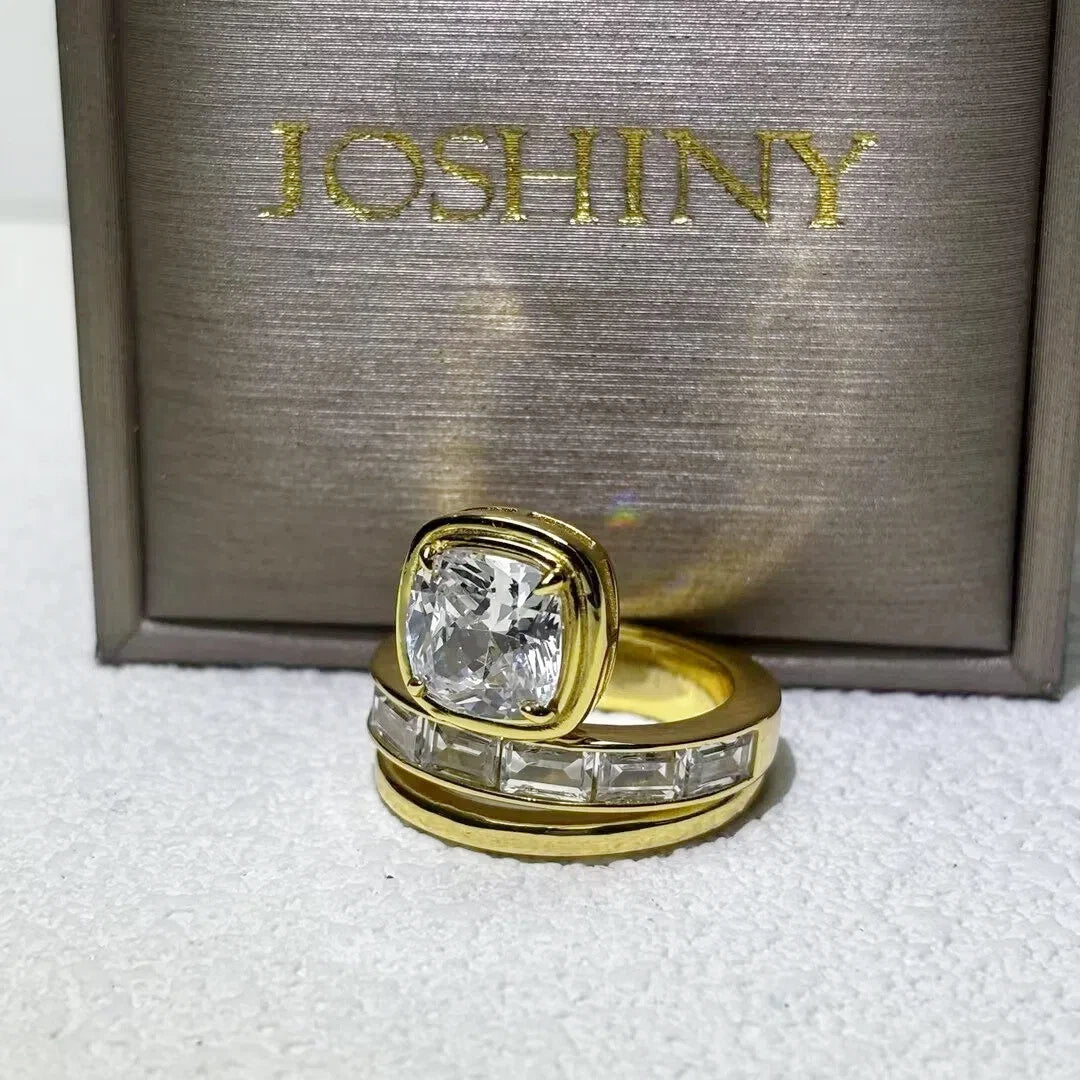 3 CTW Cushion Cut White Cubic Zirconia 925 Sterling Silver Engagement Ring -JOSHINY