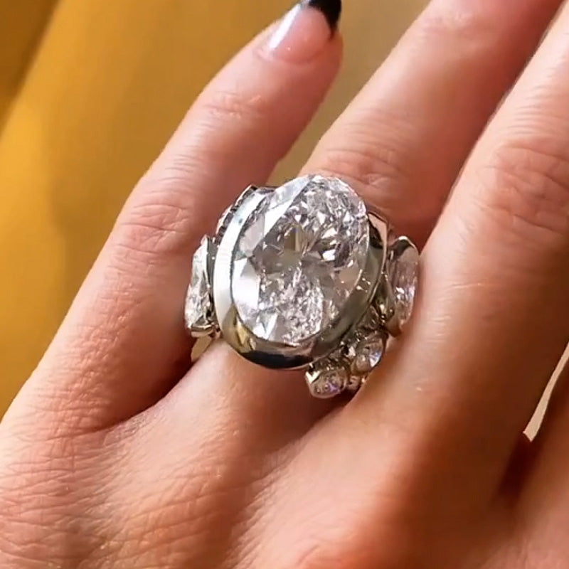 7ctw Oval Cut Easter Egg Ring -JOSHINY