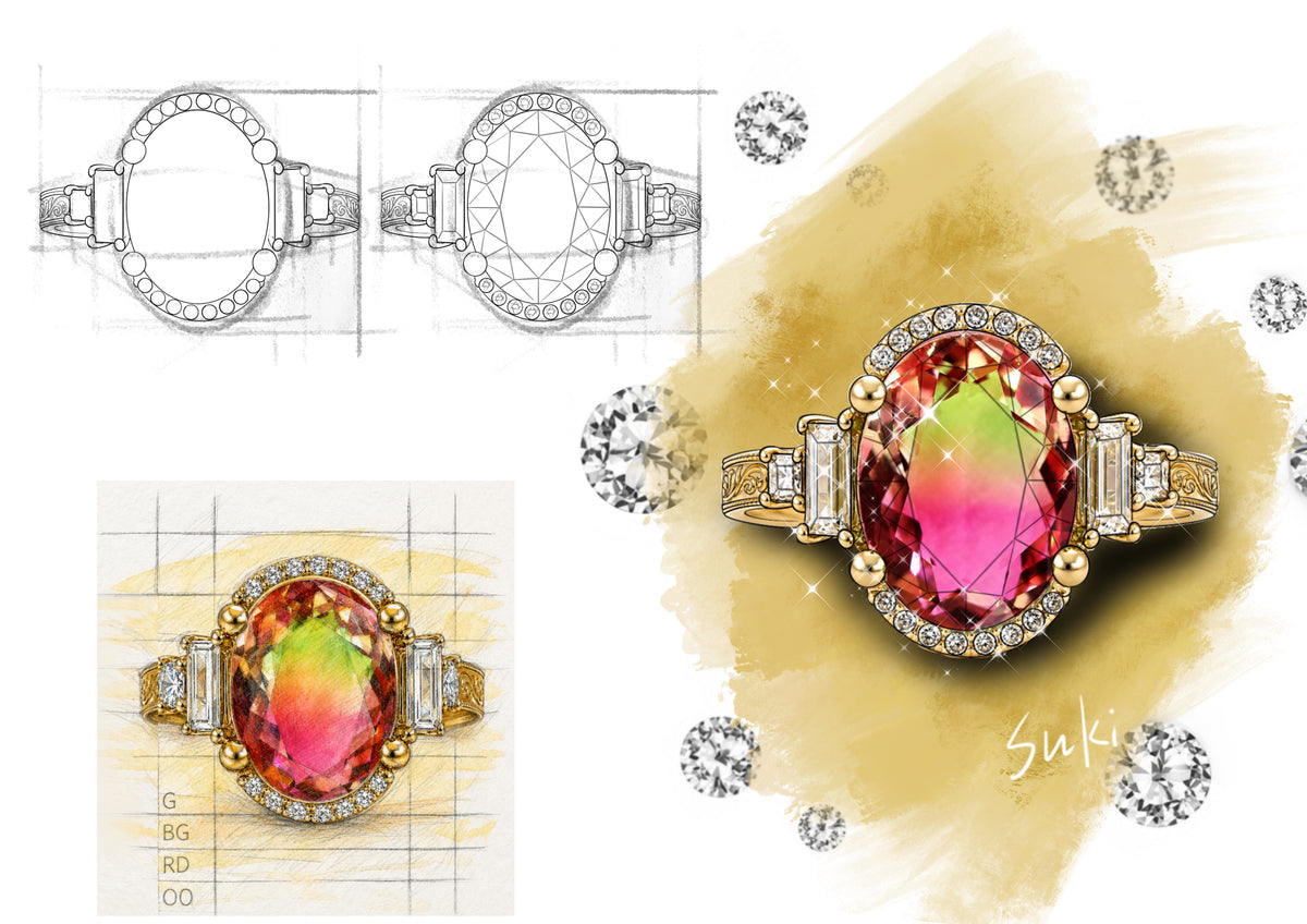 4CTW Oval Cut Multi-colour Cubic Zirconia Vintage 925 Sterling Silver Ring-Joshiny