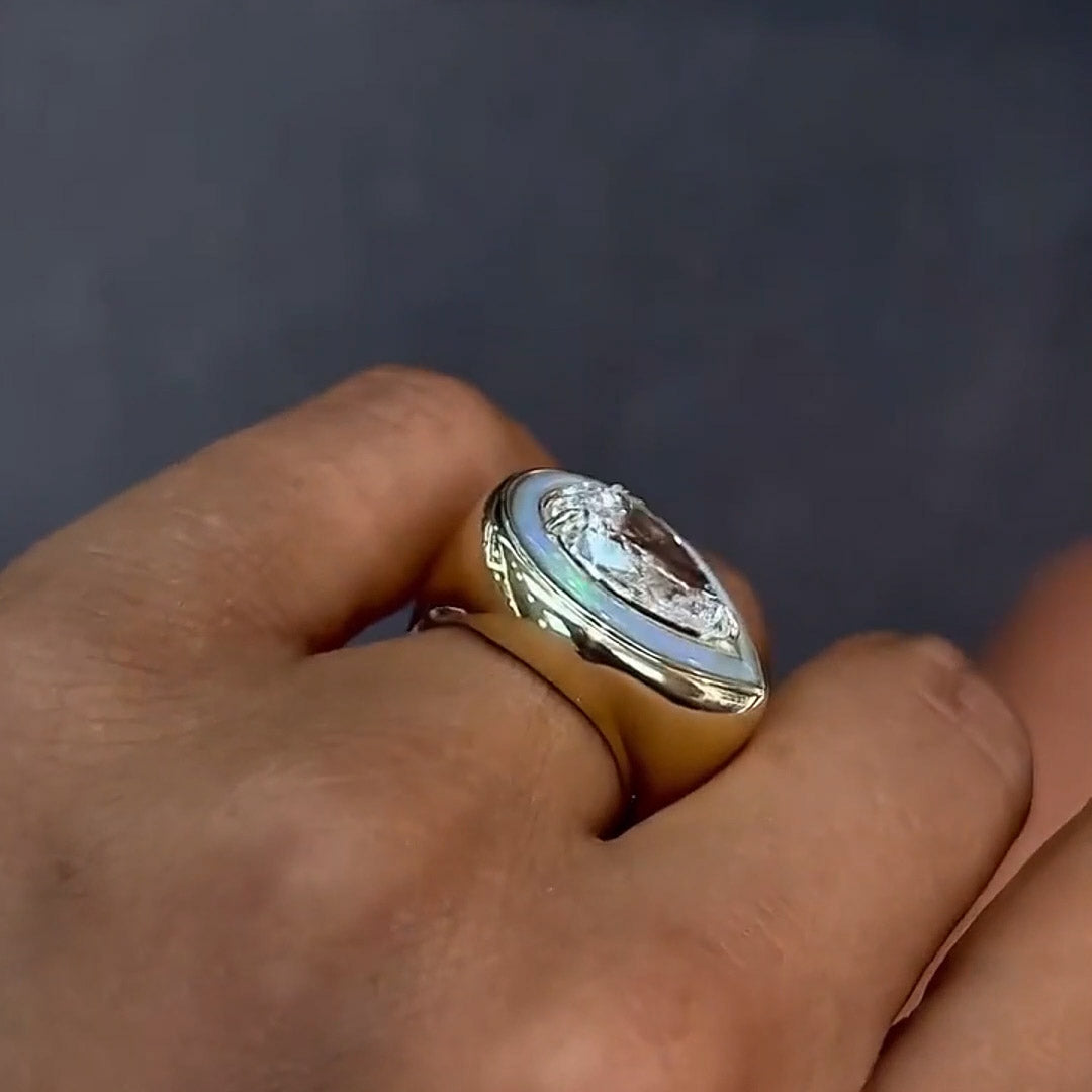 5.0ct Pear Cut Opal Bubble Ring-JOSHINY