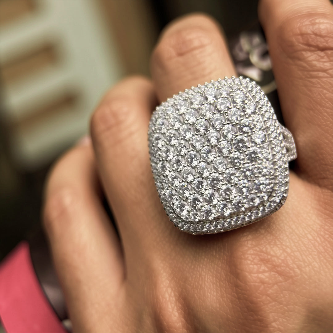 Gorgeous 5 ctw Round Cut White Gemstone Pave Ring -JOSHINY