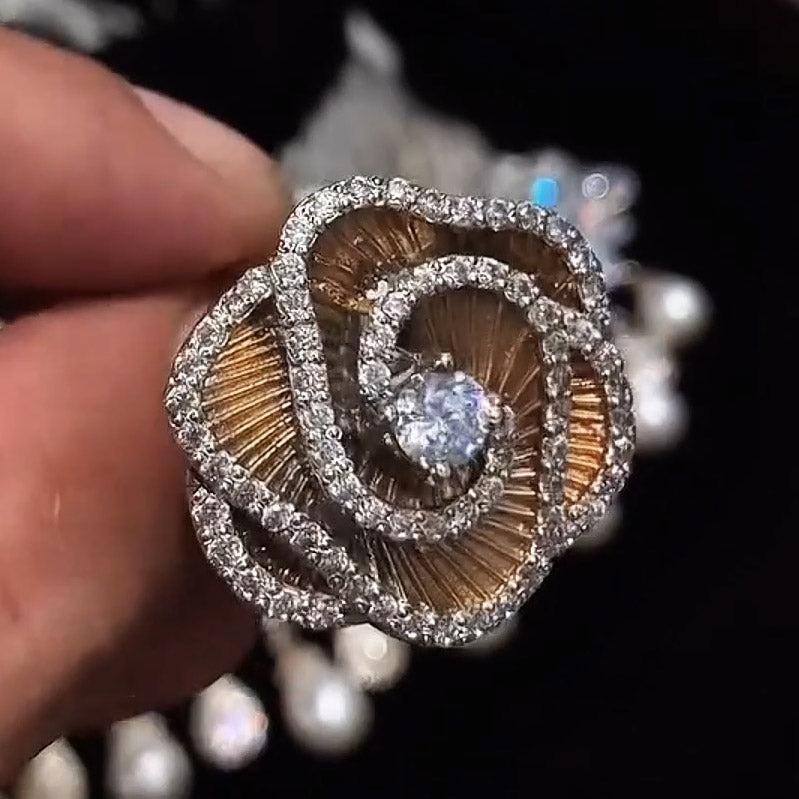 4.0ctw Round Cut Pretty Flower Ring-JOSHINY