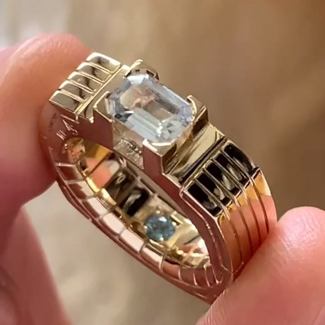 4.0ct Long and Square Octagon Modern Style Gemstone Ring-JOSHINY