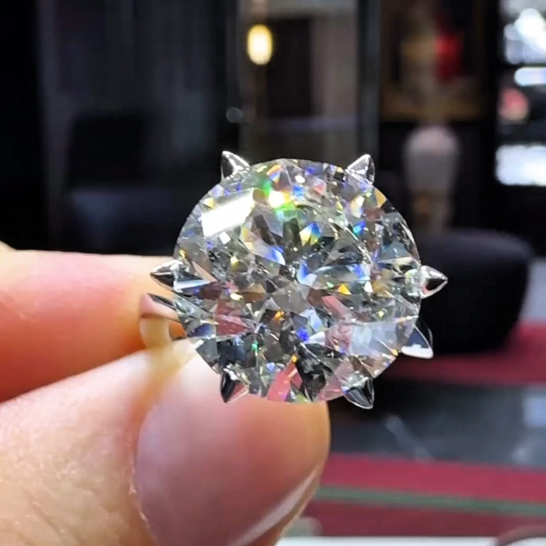 Unique 9.8ct solitaire round cut gemstone engagement ring -JOSHINY