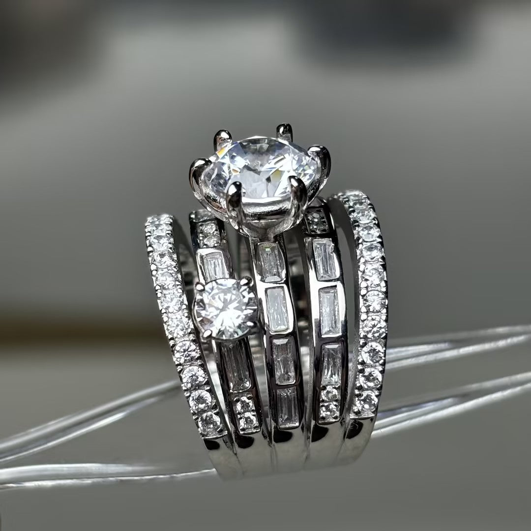 4.16ctw Baguette Round Cut Multi-Band Gemstone Ring-JOSHINY