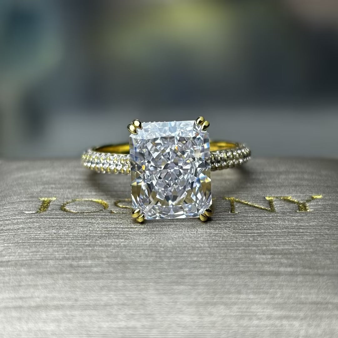 4.06ct elongated Cushion Cut Bypass Gemstone Engagement Ring -JOSHINY