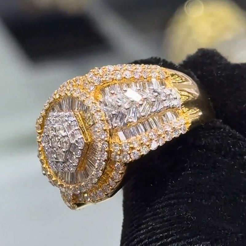 3.71ctw Round Rectangular Geometric Ring-JOSHINY