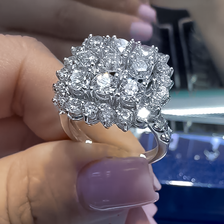 Exquisite 3 ctw Round Cut White Gemstone Cluster Ring -JOSHINY
