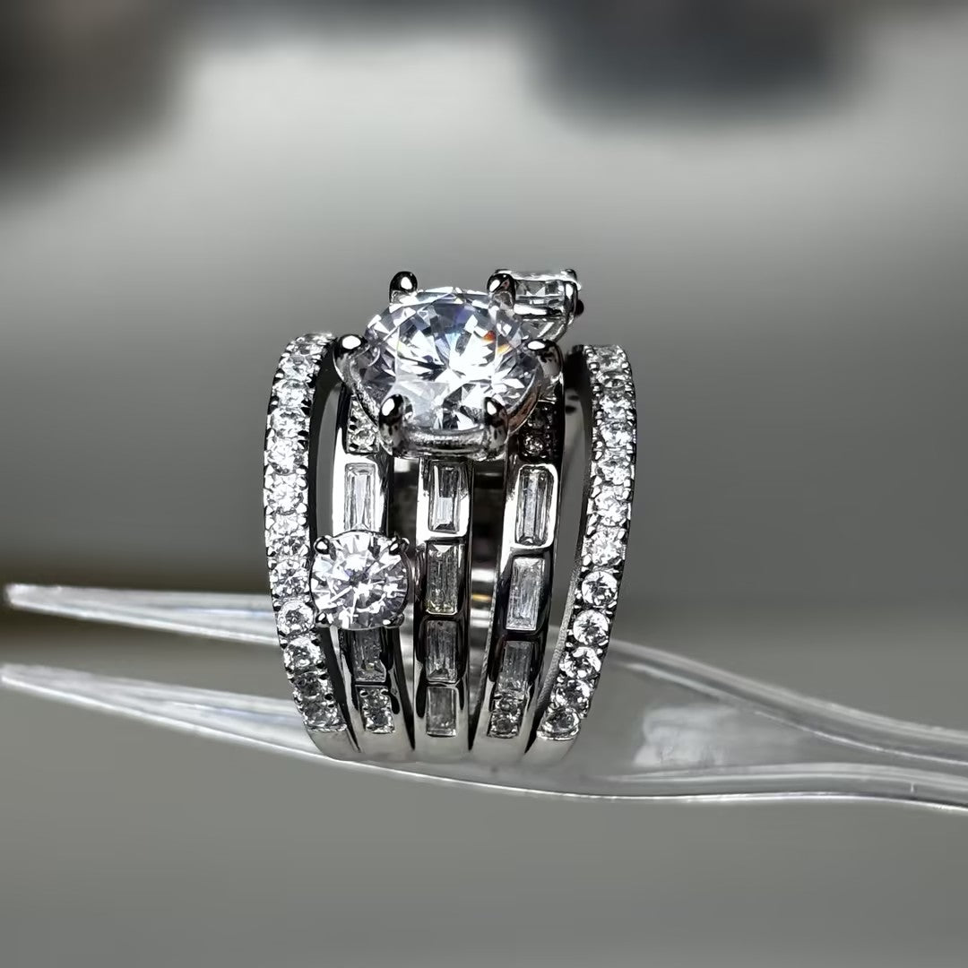4.16ctw Baguette Round Cut Multi-Band Gemstone Ring-JOSHINY