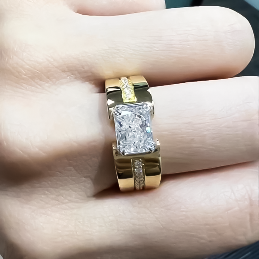 Exquisite 3 ctw Radiant Cut White Gemstone Engagement Ring for Men and Women -JOSHINY