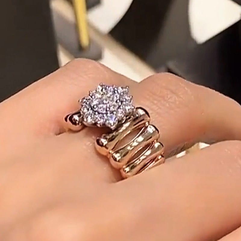 0.5ctw Bone Patchwork Shape Gemstone Engagement Ring -JOSHINY