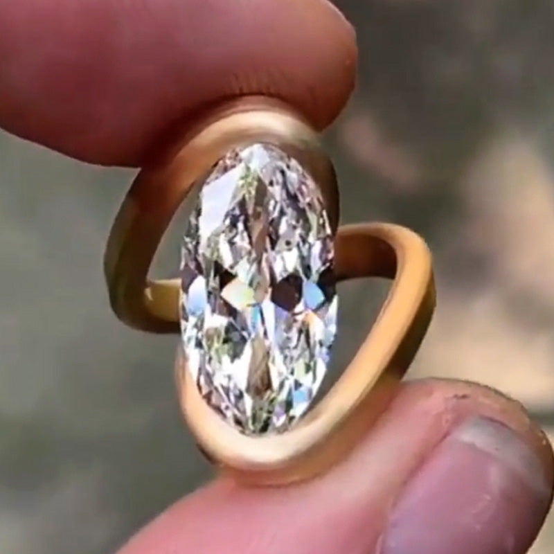 3.0ct Oval Cut Twisted Arm Ring -JOSHINY