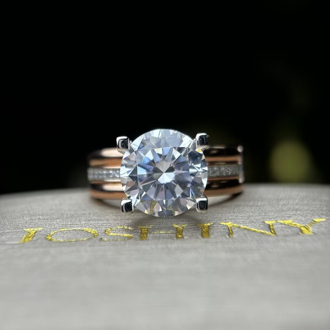 Noble 9 ctw Round Cut White Gemstone Engagement Ring -JOSHINY