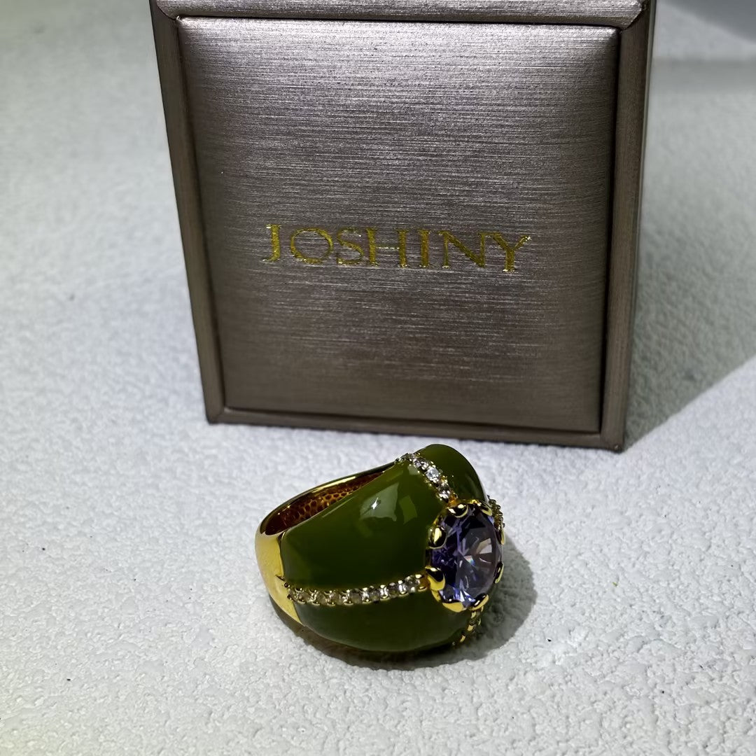Unique artistic style brightly colored gemstone ring-JOSHINY