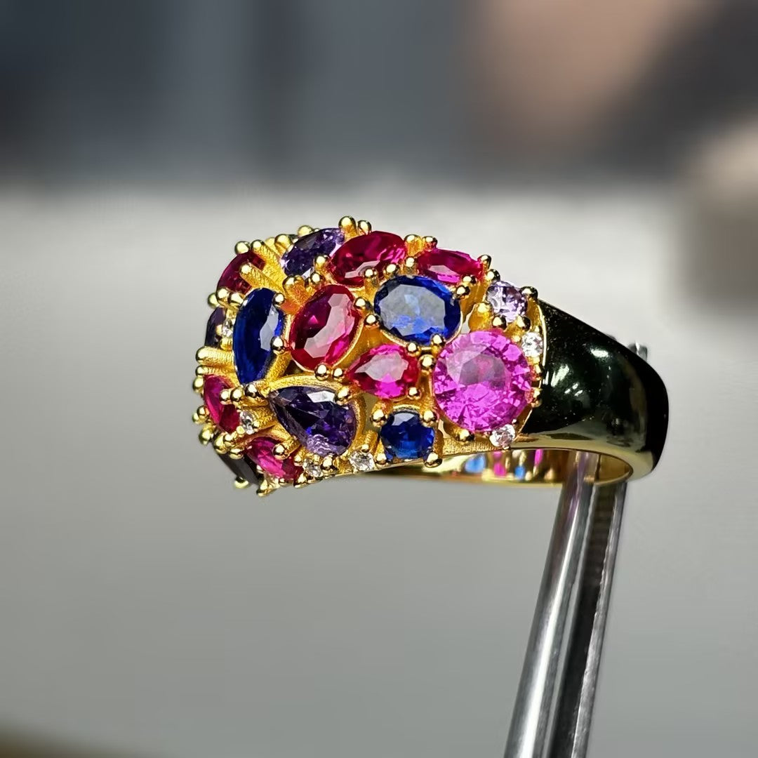 4.0Ctw Violet Kaleidoscope Gemstone Ring-JOSHINY