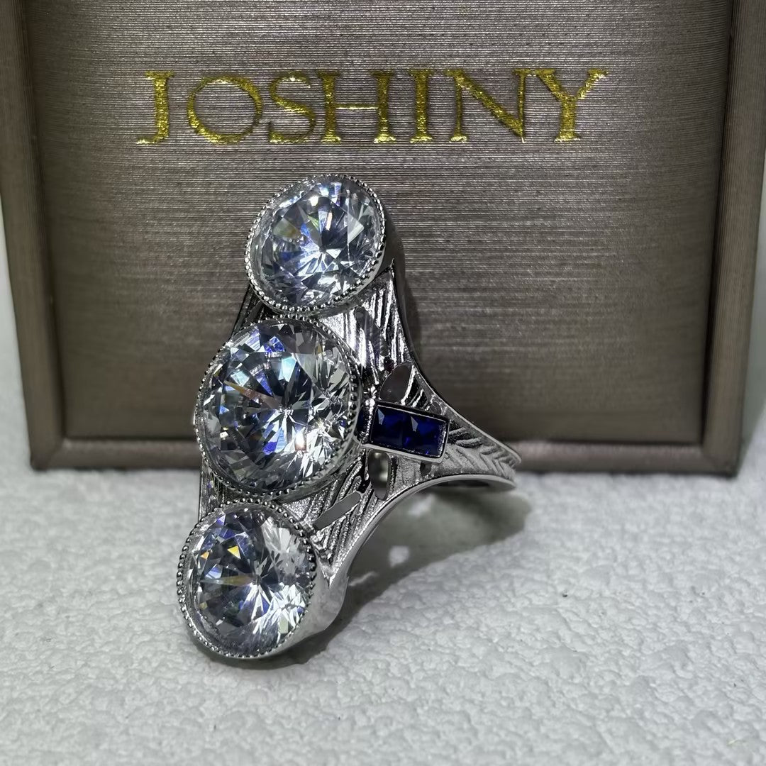 5.17 CTW Round Cut White Cubic Zirconia 925 Sterling Silver Vintage Engagement Ring -JOSHINY