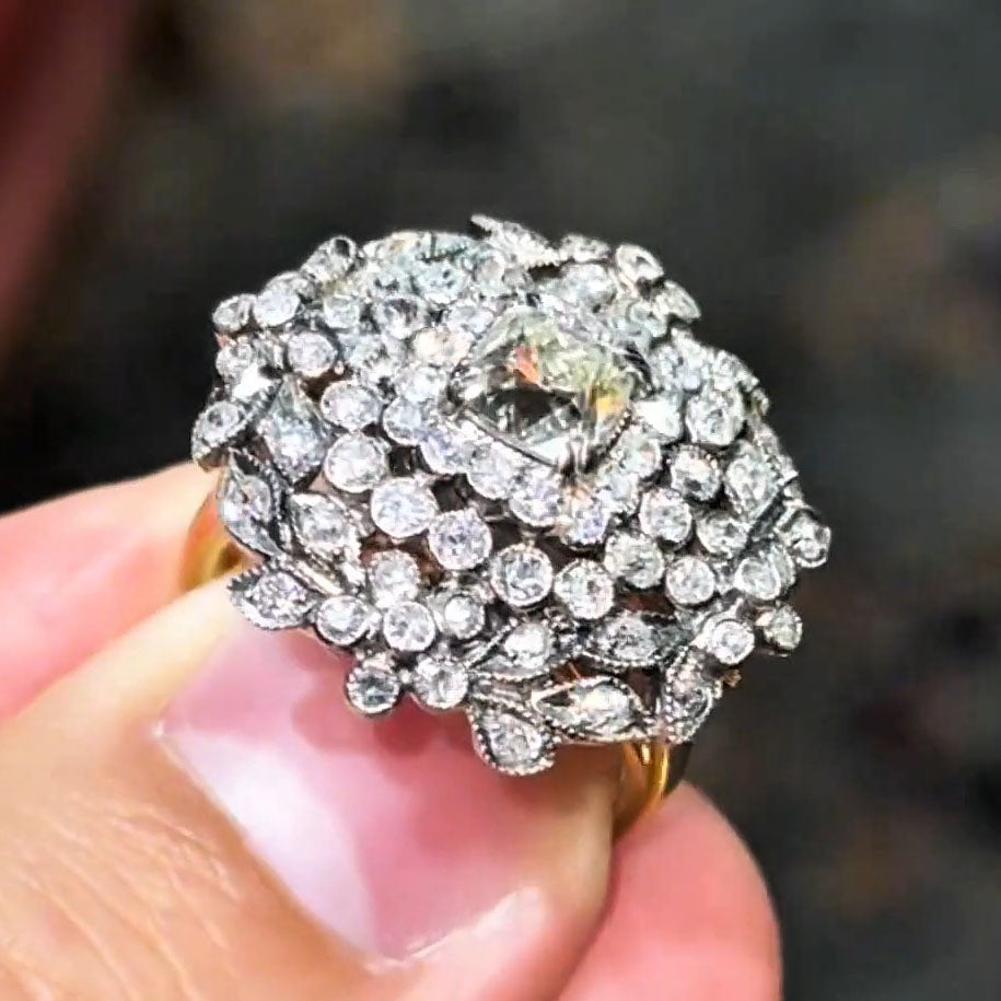 4.06ctw Asscher Cut Antique Gemstone Ring -JOSHINY