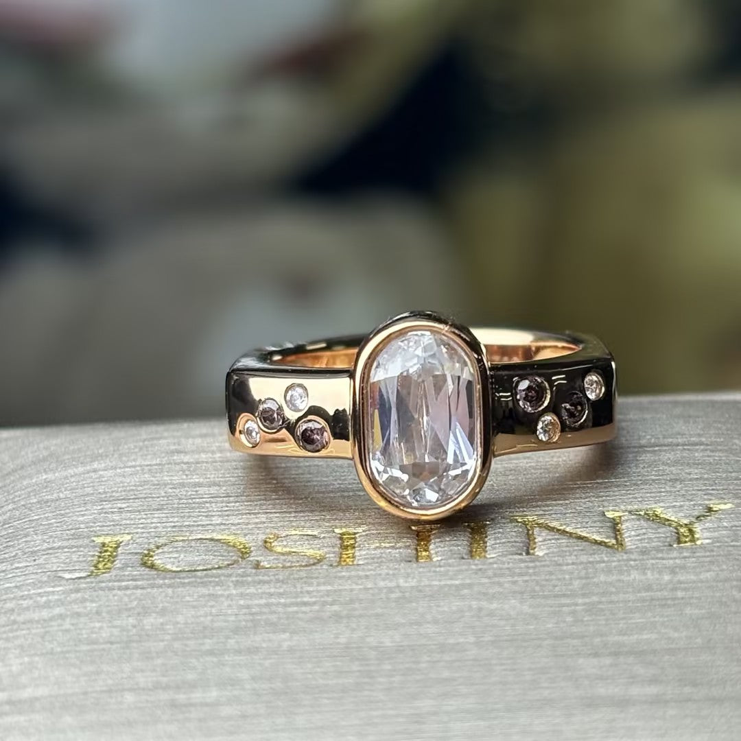 4.0Ctw Oval Delicate Two-Tone Gemstone Engagement Ring-JOSHINY