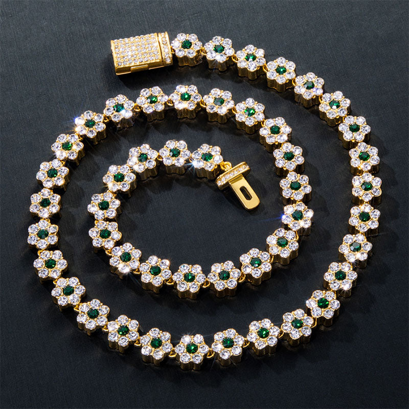 30.0ctw Round Cut Greenstone Garland Necklace -JOSHINY
