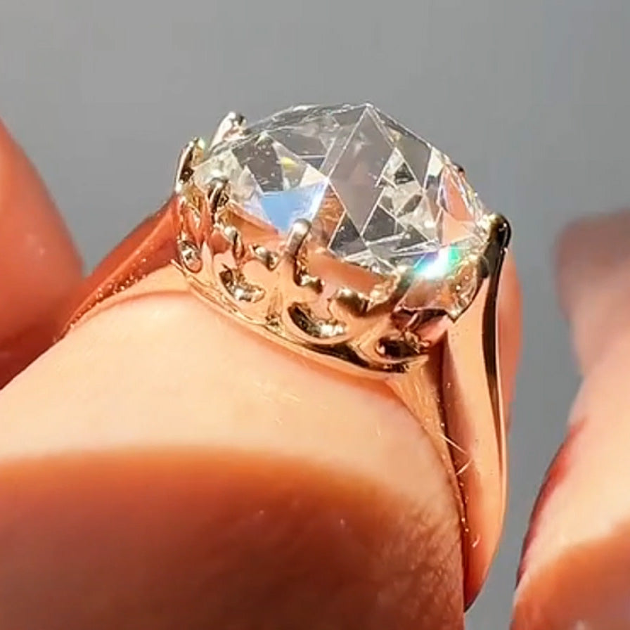 4.01ct Rose Cut Antique Ring -JOSHINY