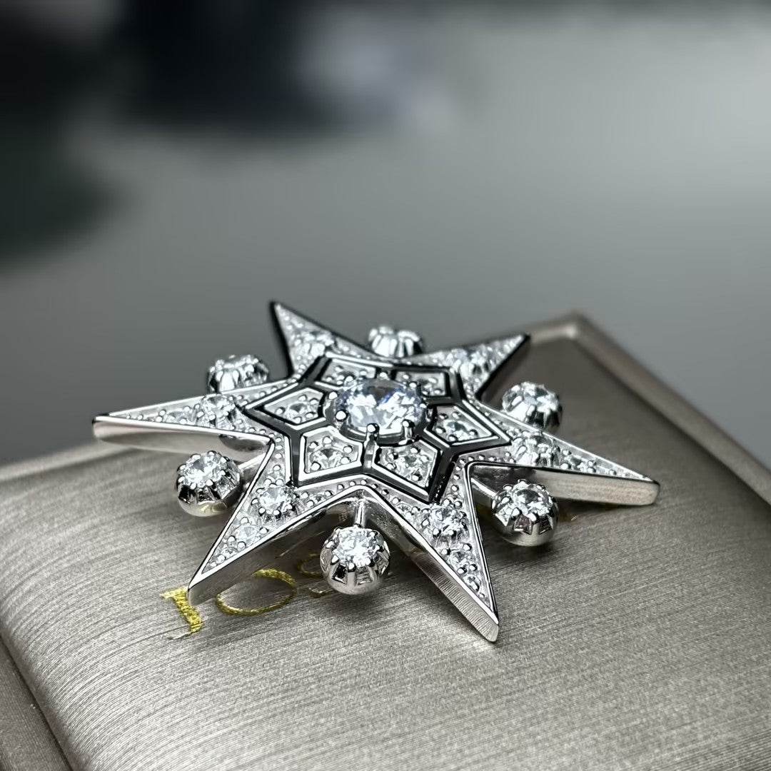 5.35Ctw Hexagonal Star Gemstone Vintage Brooch-JOSHINY
