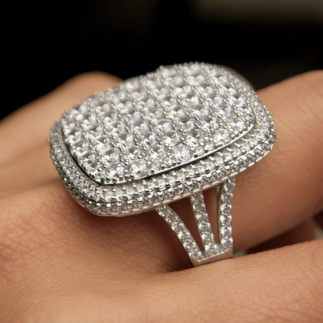 Gorgeous 5 ctw Round Cut White Gemstone Pave Ring -JOSHINY