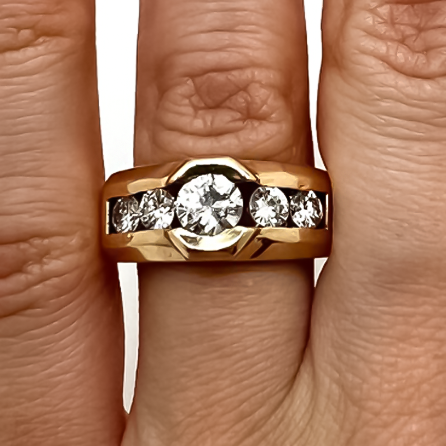 Simple 3 ctw Round Cut White Gemstone Unique 5 Stone Ring -JOSHINY