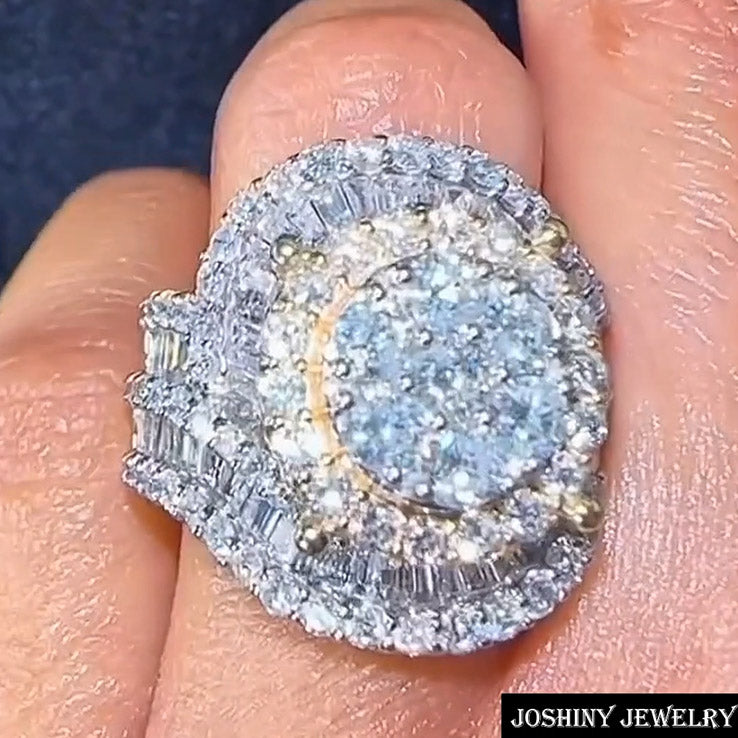 5.05ctw Baguette Cut with Round Gemstone Cocktail Ring-JOSHINY