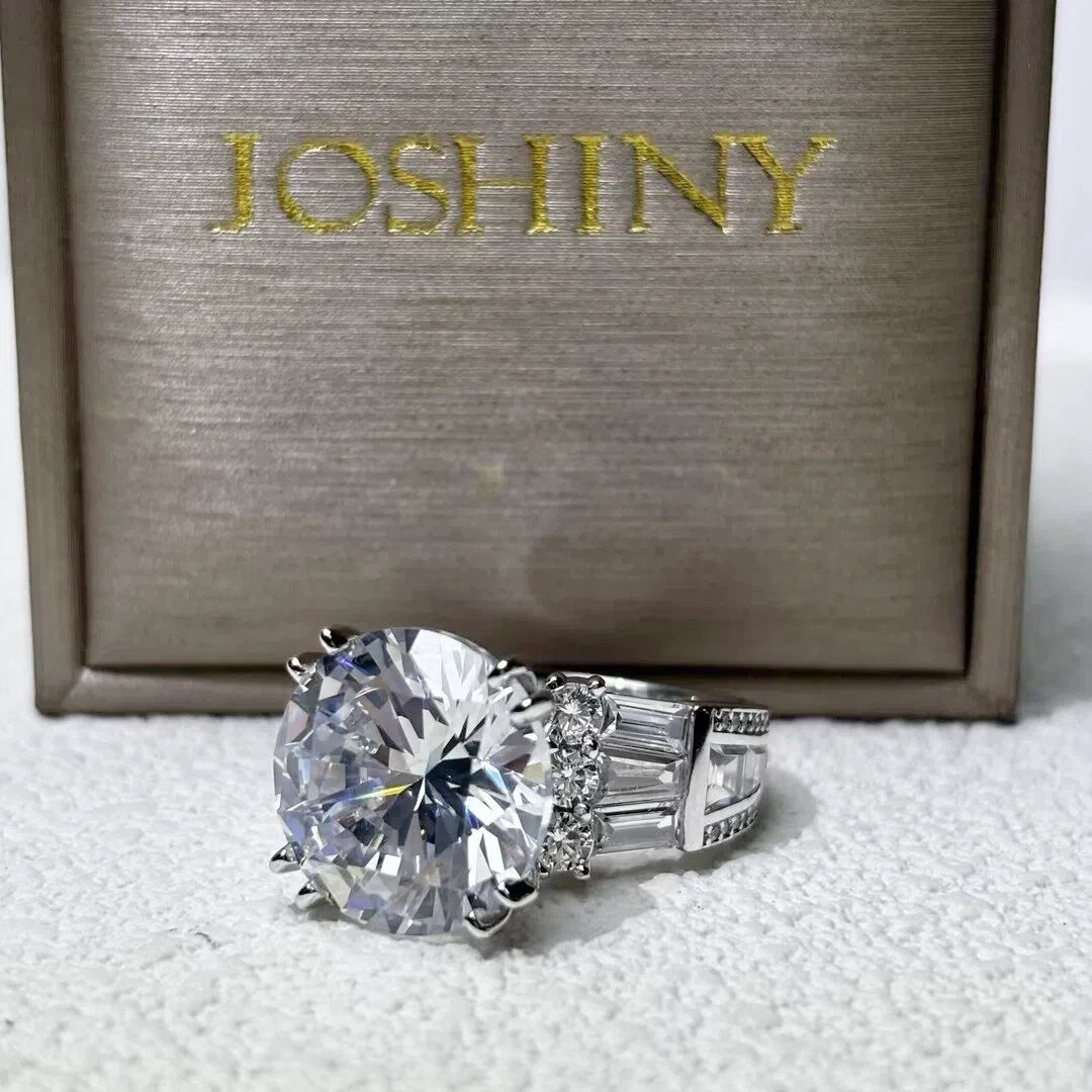 7 CTW Round Cut White Cubic Zirconia 925 Sterling Silver Engagement Ring -JOSHINY