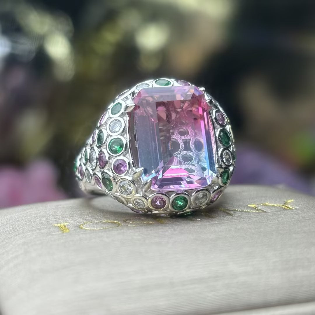 7ctw Watermelon Tourmaline Multicolor Gemstone Ring-JOSHINY