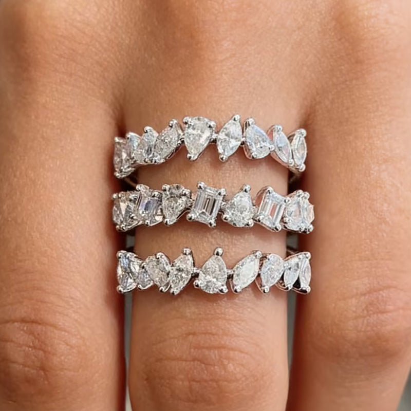 4.8ctw Triple Row Spiral Wrap Gemstone Ring -joshiny