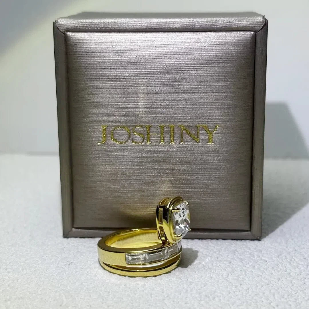3 CTW Cushion Cut White Cubic Zirconia 925 Sterling Silver Engagement Ring -JOSHINY