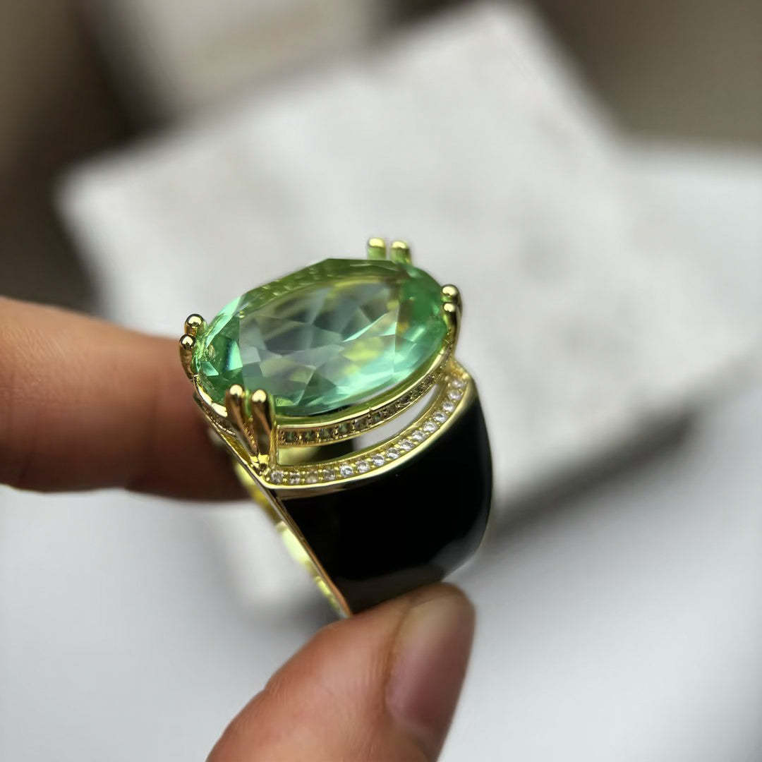 10.3Ct Oval Green and Purple Stone Large Ring-JOSHINY
