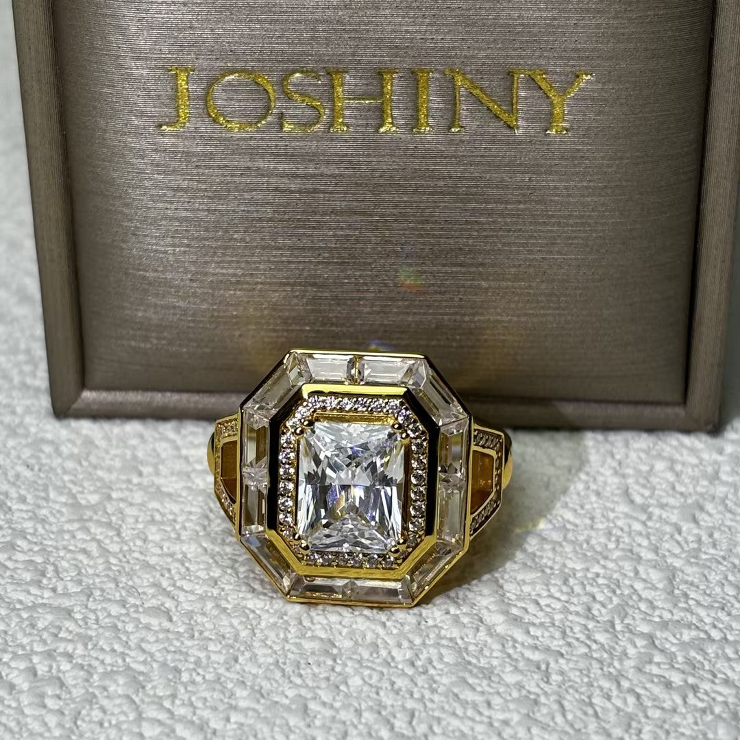 5 CTW Cushion Cut White Cubic Zirconia 925 Sterling Silver Ring -JOSHINY