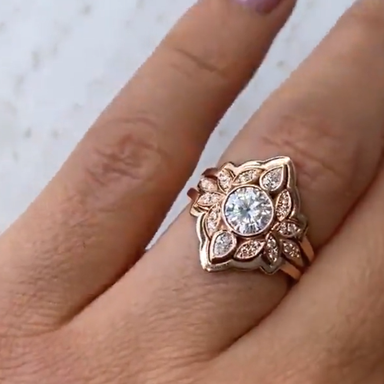 Exquisite 1.5 ctw Round & Pear Cut White Gemstone Engagement Ring -JOSHINY