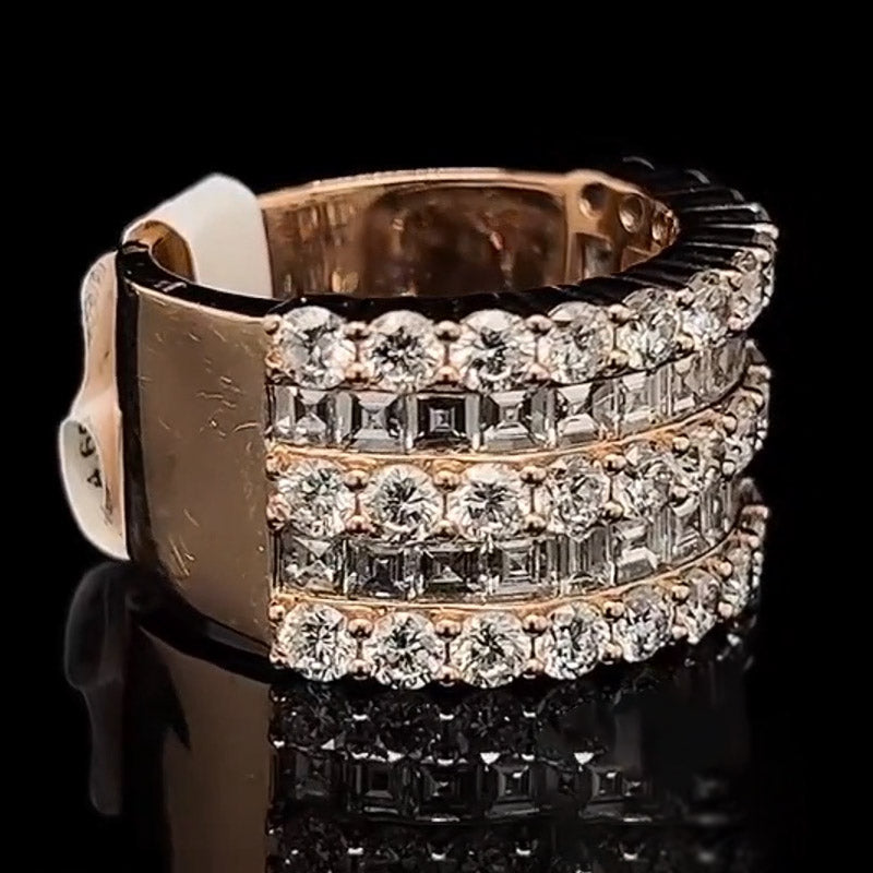 4.0ctw Round and Square Cut 5 Row Gemstone Band-JOSHINY