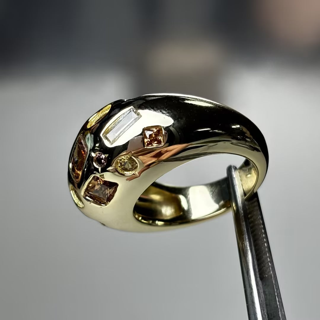 2.0Ctw Multicolored Spherical Cabochon Gemstone Ring-JOSHINY