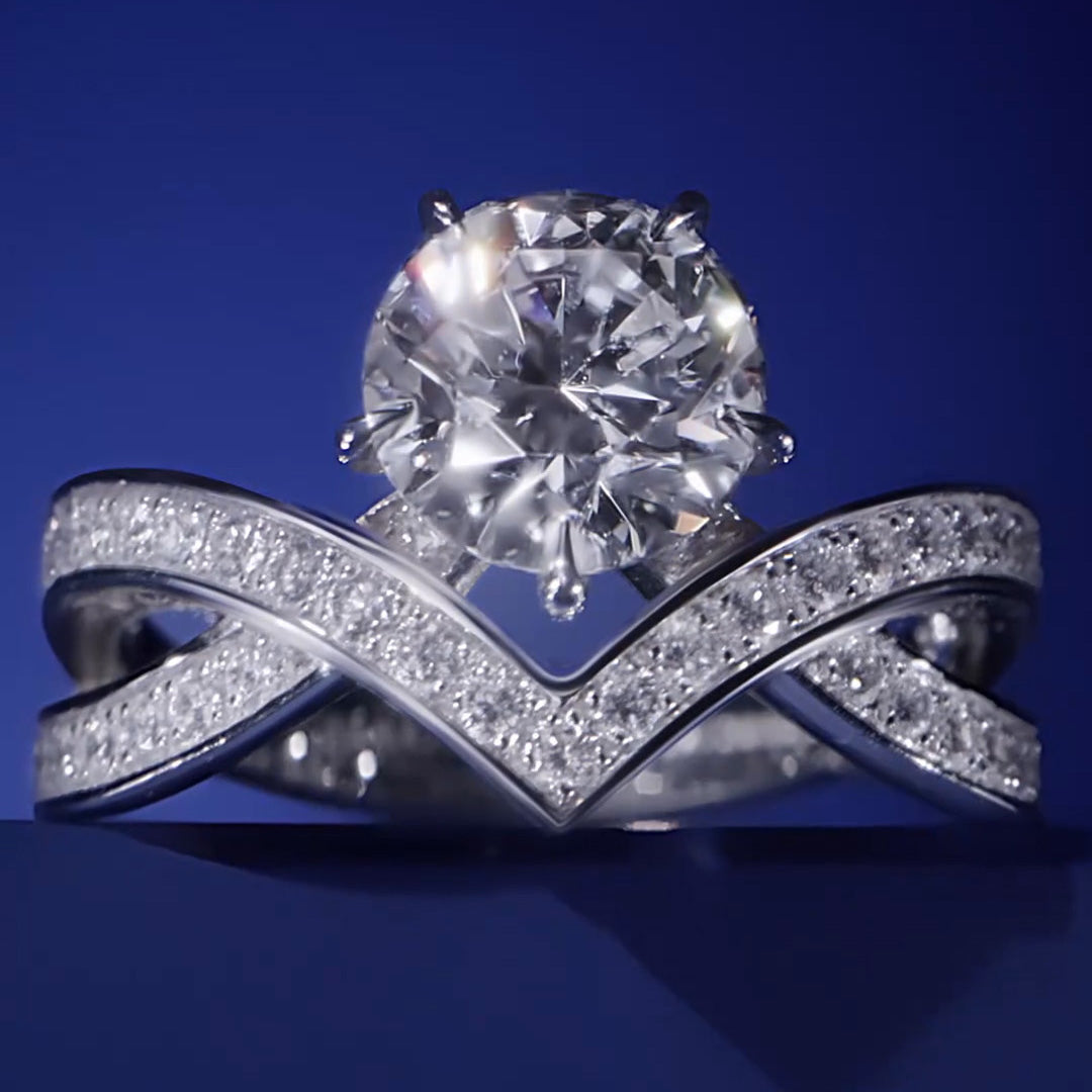 4.4ct Round Cut Queen Modern Style Gemstone Ring -JOSHINY