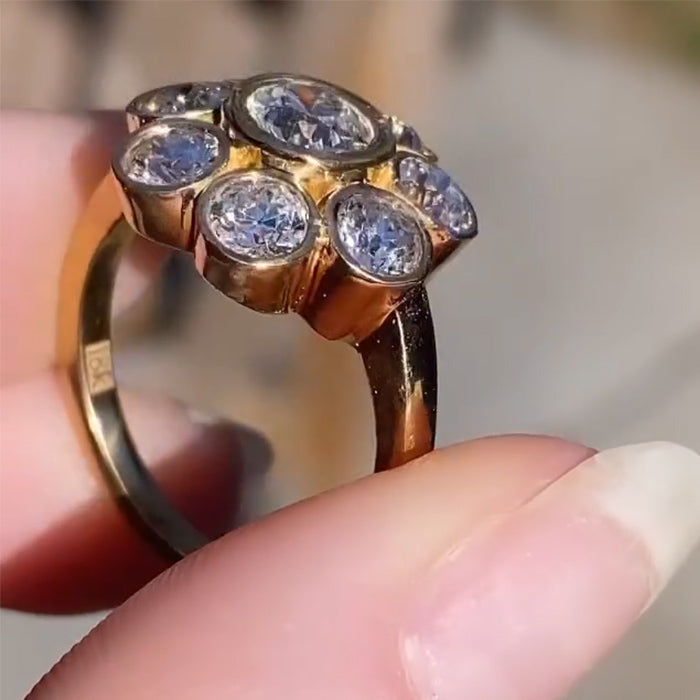 2.5ctw Bezel Set Old Cut Gemstone Ring -JOSHINY